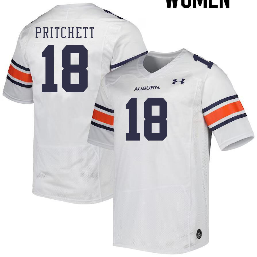 Women #18 Nehemiah Pritchett Auburn Tigers College Football Jerseys Stitched-White